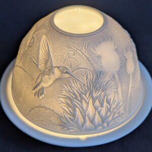 Luumii-Light Dome Hummingbird Porcelain Tea Light Holder with LED Light & Remote